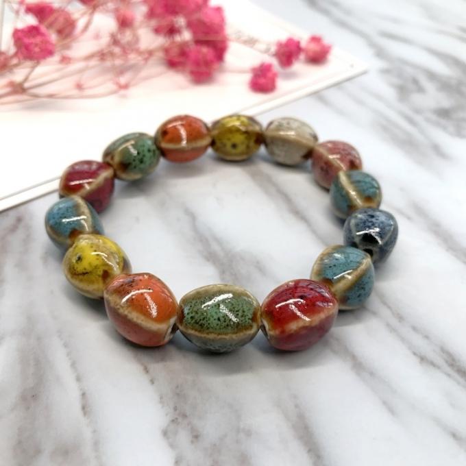Vente de c&oelig;ur de style ethnique &agrave; haute temp&eacute;rature Gla&ccedil;age de fleurs Gla&ccedil;age en c&eacute;ramique color&eacute; Bracelet c&eacute;ramique r&eacute;tro Bracelet peint multi-styles