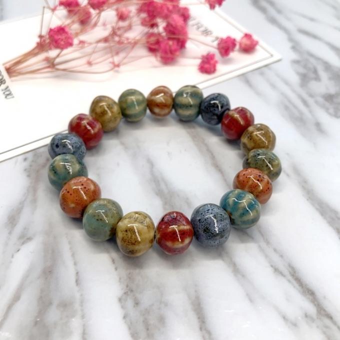 Vente de c&oelig;ur de style ethnique &agrave; haute temp&eacute;rature Gla&ccedil;age de fleurs Gla&ccedil;age en c&eacute;ramique color&eacute; Bracelet c&eacute;ramique r&eacute;tro Bracelet peint multi-styles