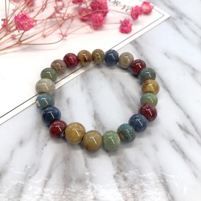 Vente de c&oelig;ur de style ethnique &agrave; haute temp&eacute;rature Gla&ccedil;age de fleurs Gla&ccedil;age en c&eacute;ramique color&eacute; Bracelet c&eacute;ramique r&eacute;tro Bracelet peint multi-styles