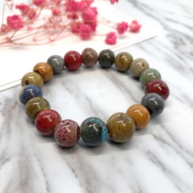Vente de c&oelig;ur de style ethnique &agrave; haute temp&eacute;rature Gla&ccedil;age de fleurs Gla&ccedil;age en c&eacute;ramique color&eacute; Bracelet c&eacute;ramique r&eacute;tro Bracelet peint multi-styles